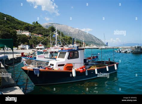 Poros ferry harbour town on Kefalonia Greek island Stock Photo - Alamy