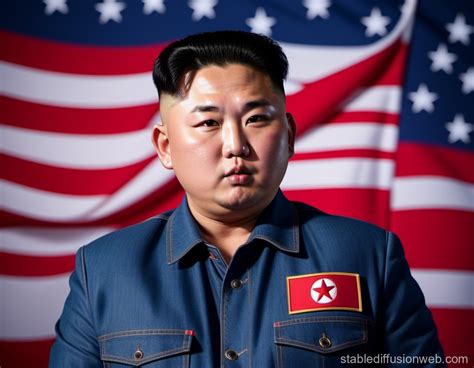 Kim Jong Un with Jeans in America Flag Background | Stable Diffusion Online