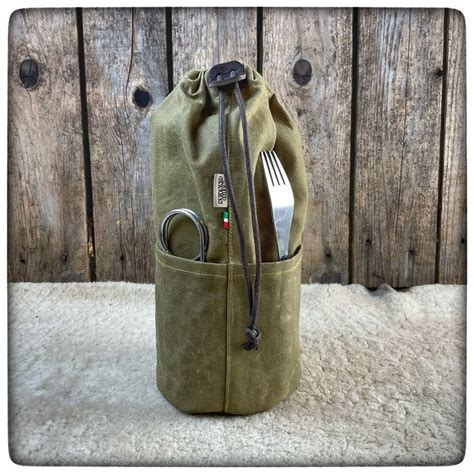 OILSKIN / WAXED CANVAS Nesting Cookset Bag - Etsy UK Camping Gear Diy, Camping Items, Leather ...