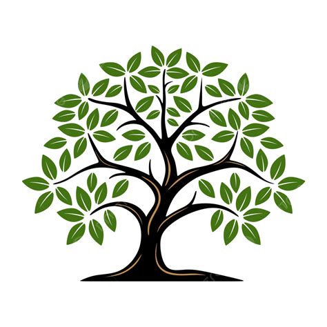 Tree Illustration Logo Design With Green Leaves Vector, Tree Vector ...