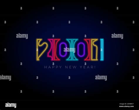 New Year 2021 numbers for digital display design. Neon lighting poster for party, event ...
