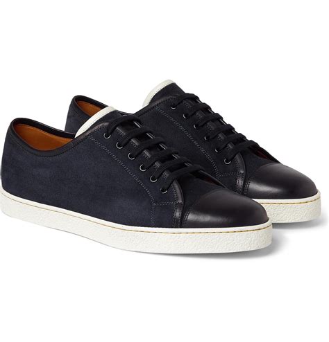 Lyst - John Lobb Levah Suede And Leather Sneakers in Blue for Men