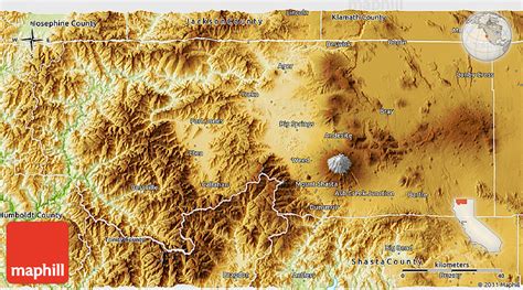 Physical 3D Map of Siskiyou County