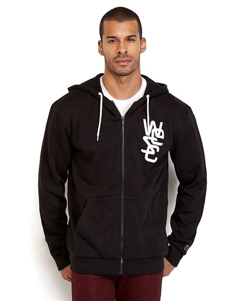 Lyst - Wesc Zip Front Graphic Logo Hoodie in Black for Men