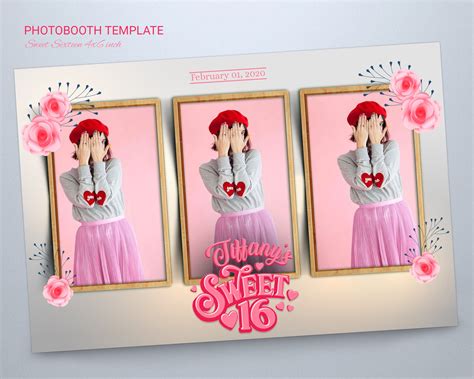 Photobooth Template Sweet 16 Photo Booth Template, Sweet Sixteen Template, 4x6 Template ...