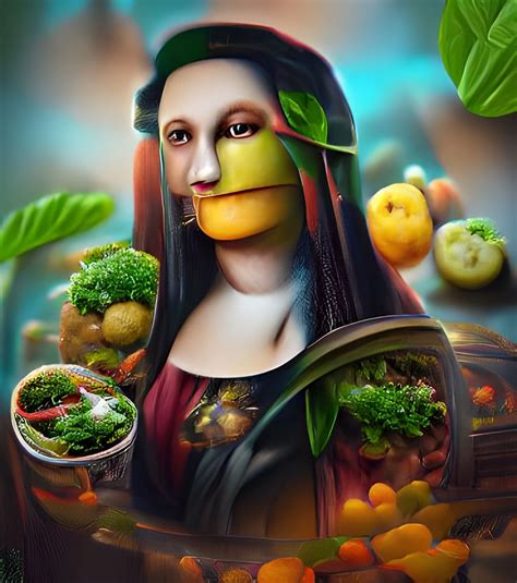 Vegetarian mona lisa by Arcimboldo" - ""Hyper detailed digital matte painting, beautiful ...