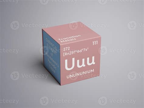 Unununium. Transition metals. Chemical Element of Mendeleev's Periodic Table. 3D illustration ...