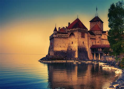 chillon castle, switzerland, lake geneva Wallpaper, HD City 4K Wallpapers, Images and Background ...