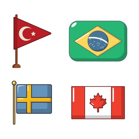 Country flag icon set, cartoon style 8988056 Vector Art at Vecteezy