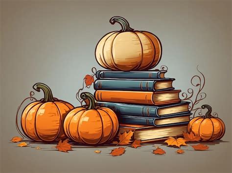 Premium AI Image | Pumpkin with book clipart vector illustration