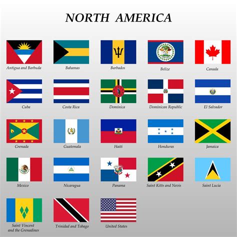 set of all flags of North America. 21917414 Vector Art at Vecteezy