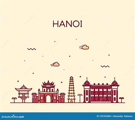 Hanoi Skyline Horizontal Banner. Cartoon Vector | CartoonDealer.com ...