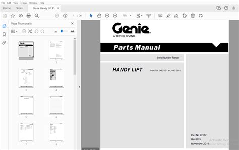 Genie Handy Lift Parts Manual 22187 - PDF DOWNLOAD - HeyDownloads - Manual Downloads