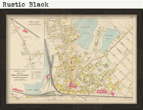 SOUTH FRAMINGHAM, Massachusetts 1908 Map - Replica or GENUINE Original