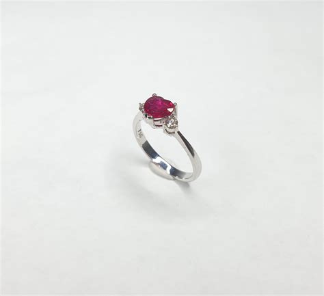 18K White Gold Ruby Heart Shape Diamond Ring - H&F Jewellery and Jade