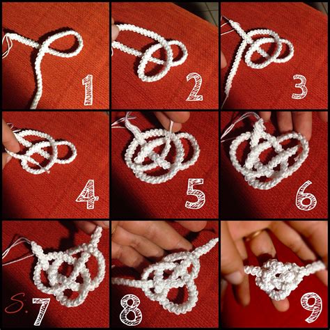 Tutorial nodo celtico con spighetta rumena uncinetto. Celtic knot crochet. | Macramé, Bijoux