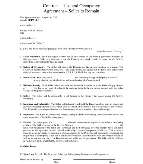 9+ Occupancy Agreement Templates - PDF, DOC