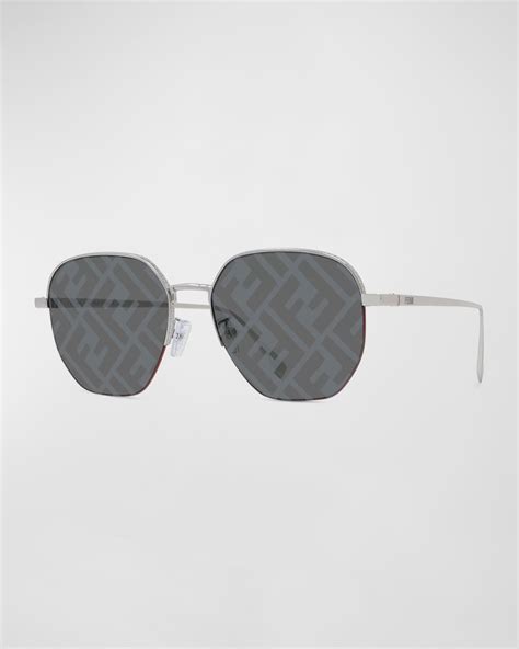 Fendi FF Round Metal Sunglasses | Neiman Marcus