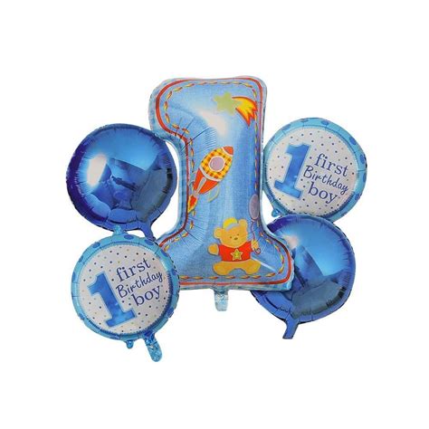 First Birthday Boy 5 Inspire Foil Balloons For Parties - Stationery Art