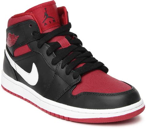 Nike Air Jordan 1 Mid Basketball Shoes - Buy BLACK/GYM RED-WHITE Color ...