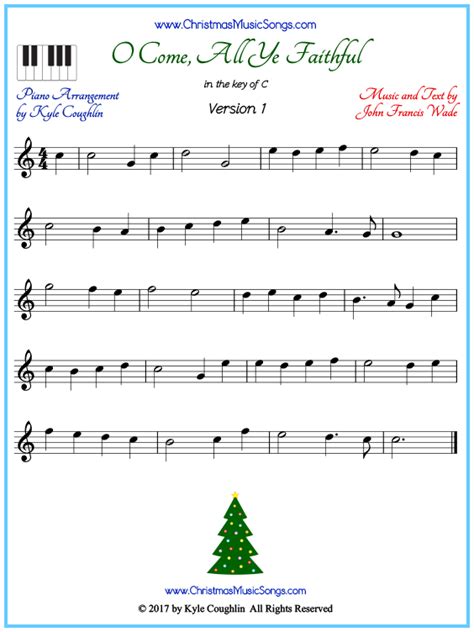 O Come, All Ye Faithful piano sheet music - free printable PDF