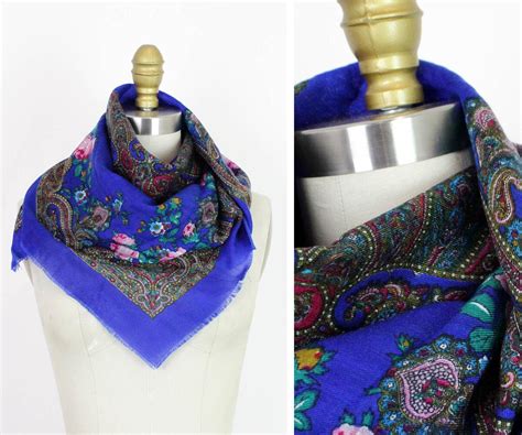 blue babushka scarf | vintage paisley floral scarf – Haute Juice