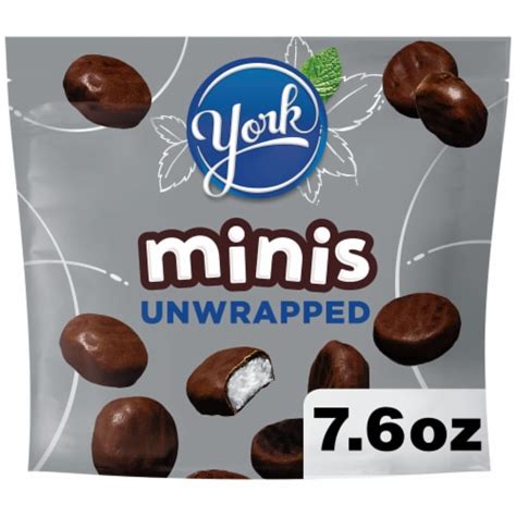 YORK Minis Unwrapped Dark Chocolate Resealable Peppermint Patties Candy Bag, 1 bag / 7.6 oz ...