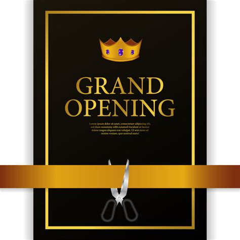 Grand Opening Banner Vector PNG Images, Grand Opening Template Poster Banner With Gold Banner ...