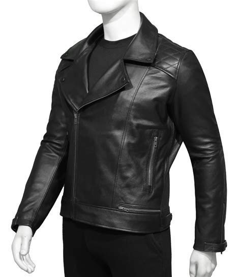 Mens Quilted Black Motorcycle Jacket - Free Shipping