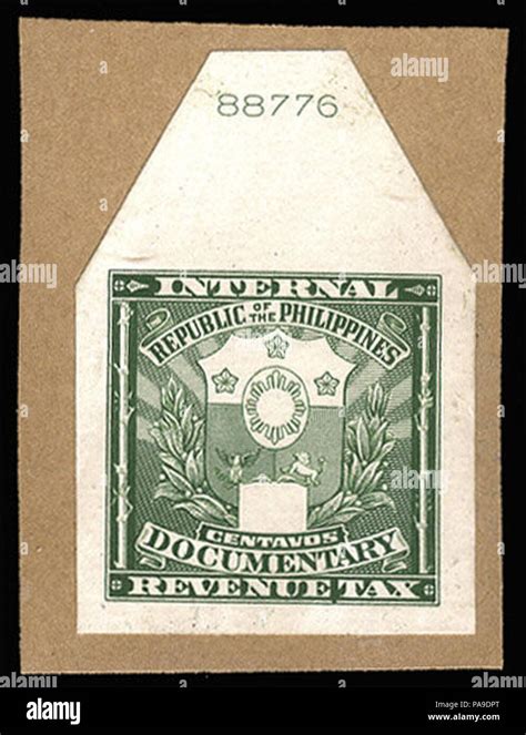 198 Philippines 1947 Documentary Revenue Stamp Die Proof on card Stock Photo - Alamy