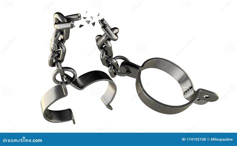 Broken Shackles Isolated on White Background. 3D-rendering Stock ...