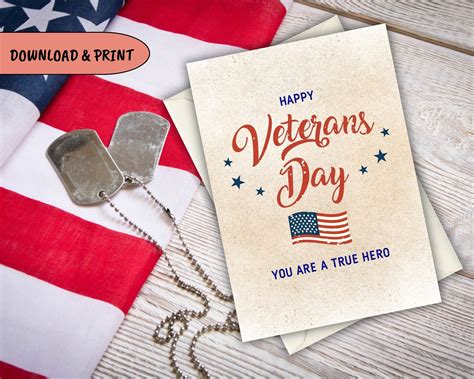 Veterans Day Card Printable, Thank You for Your Service: Veterans Day ...