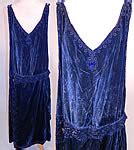 Vintage 1920s Art Deco Beaded Blue Velvet Drop Waist Flapper Dress ...