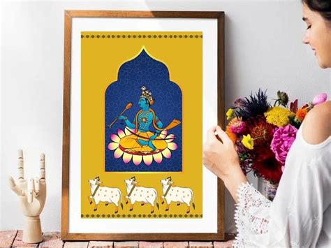 Indian Art , Painting of Holy Cow Handmade Pichwai Painting Indian Home Decor-house Warming Item ...