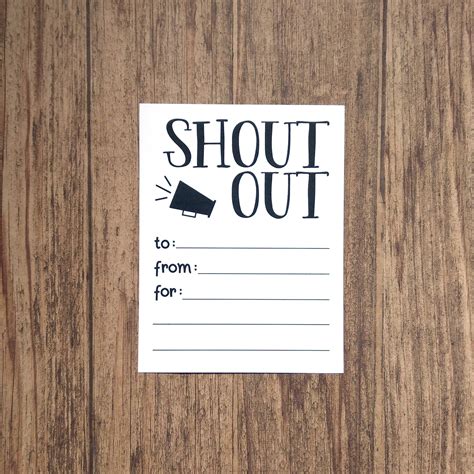 Shout Out Cards Printable PDF DIY Instant Download 8.5 X 11 and 4.25 X 5.5 Files Included ...