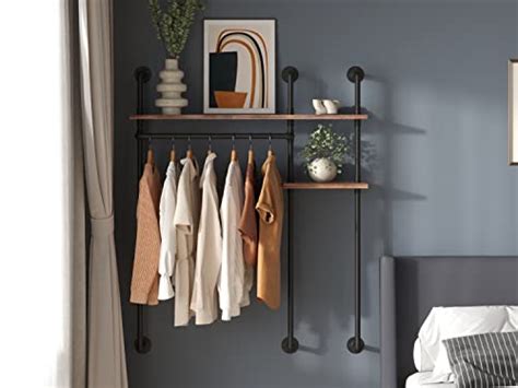 TEDIDUWA 45In Industrial Pipe Clothing Rack,Wall Mounted Clothes Rack ...