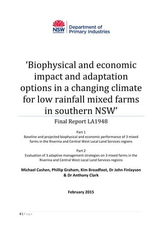 Mixed Farming Adaptation to Climate Change in NSW | PDF