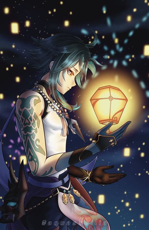 Xiao Lantern Rite Print by Aquasseilia on DeviantArt