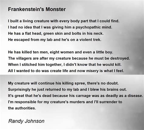 Frankenstein's Monster - Frankenstein's Monster Poem by Randy Johnson