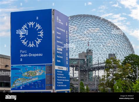 Montreal, Canada - 21 July 2019: Biosphere and Parc Jean Drapeau sign and map Stock Photo - Alamy