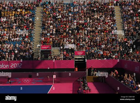 Crowd watching mens Olympic hockey at the Riverbank Arena 2012 Stock ...