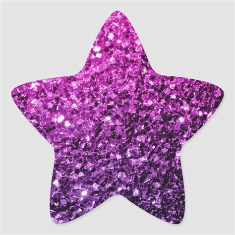 Purple Pink Ombre faux glitter sparkles Star Sticker | Zazzle | 별, 털, 카드