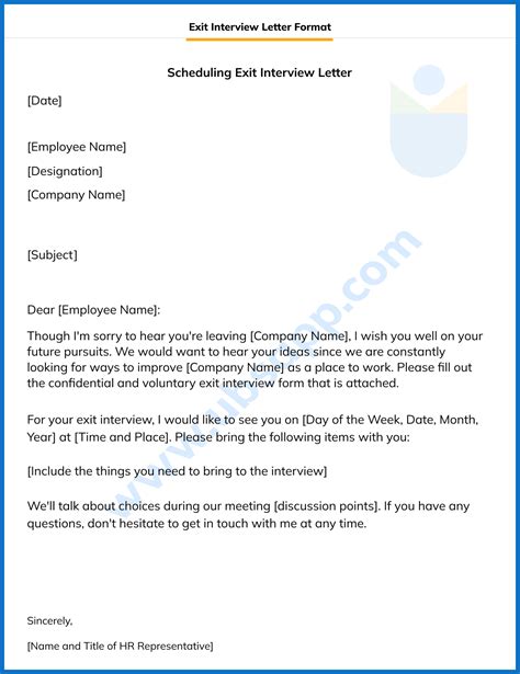 Exit Interview Letter - Format, Definition, ToDo, Examples, and More | UBS