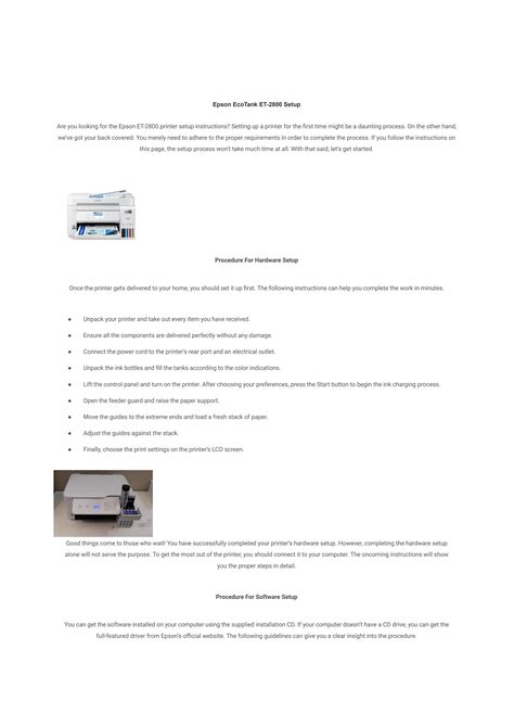 Easy Steps to Setup Epson EcoTank ET-2800 | FixMyPrinter by Vincent Joseph - Issuu