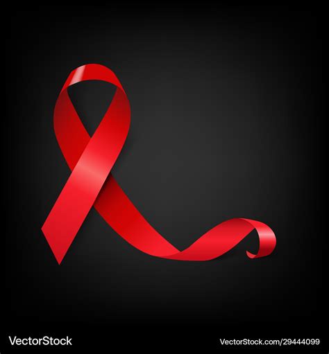 Aids day symbol red ribbon black background Vector Image