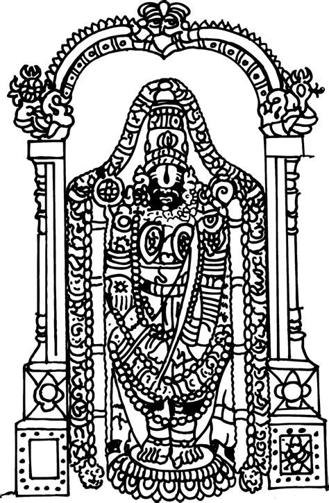 Tamil Cliparts: Venkatachalapathi Line Drawings for invitations | Ancient drawings, Line drawing ...