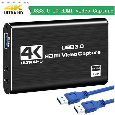 Capture Card, 4K Video Capture Card USB 3.0 1080P 60fps HDMI Audio Video Capture Device Portable ...