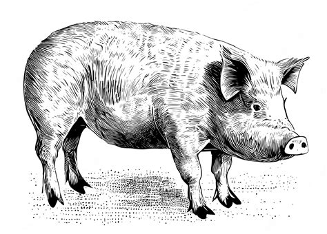 Premium Vector | A sketch of a pig with a big nose