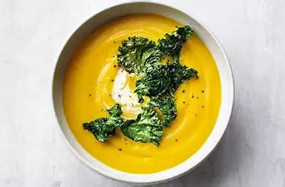 Roasted Parsnip & Carrot Soup With Kale Crisps Recipe | Waitrose & Partners