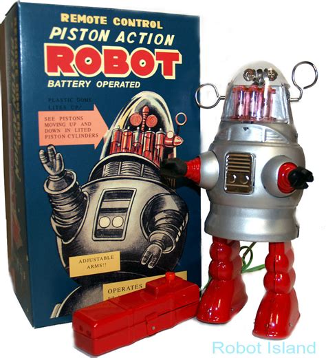 Piston Action Robot Robby the Robot Tin Toy Battery Operated – Robot Island